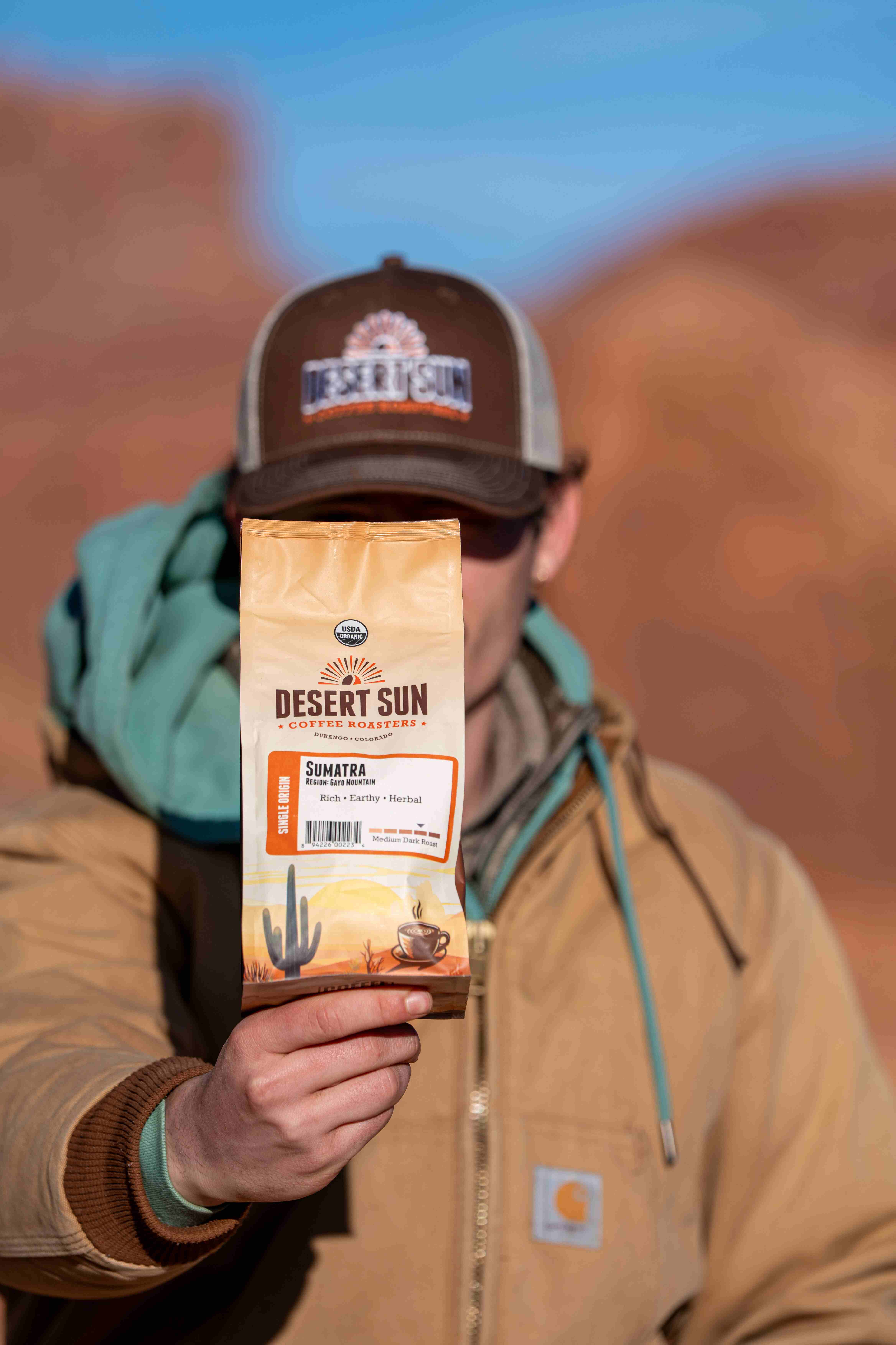 Desert Sun Coffee — vertical brand moment from the editorial shoot