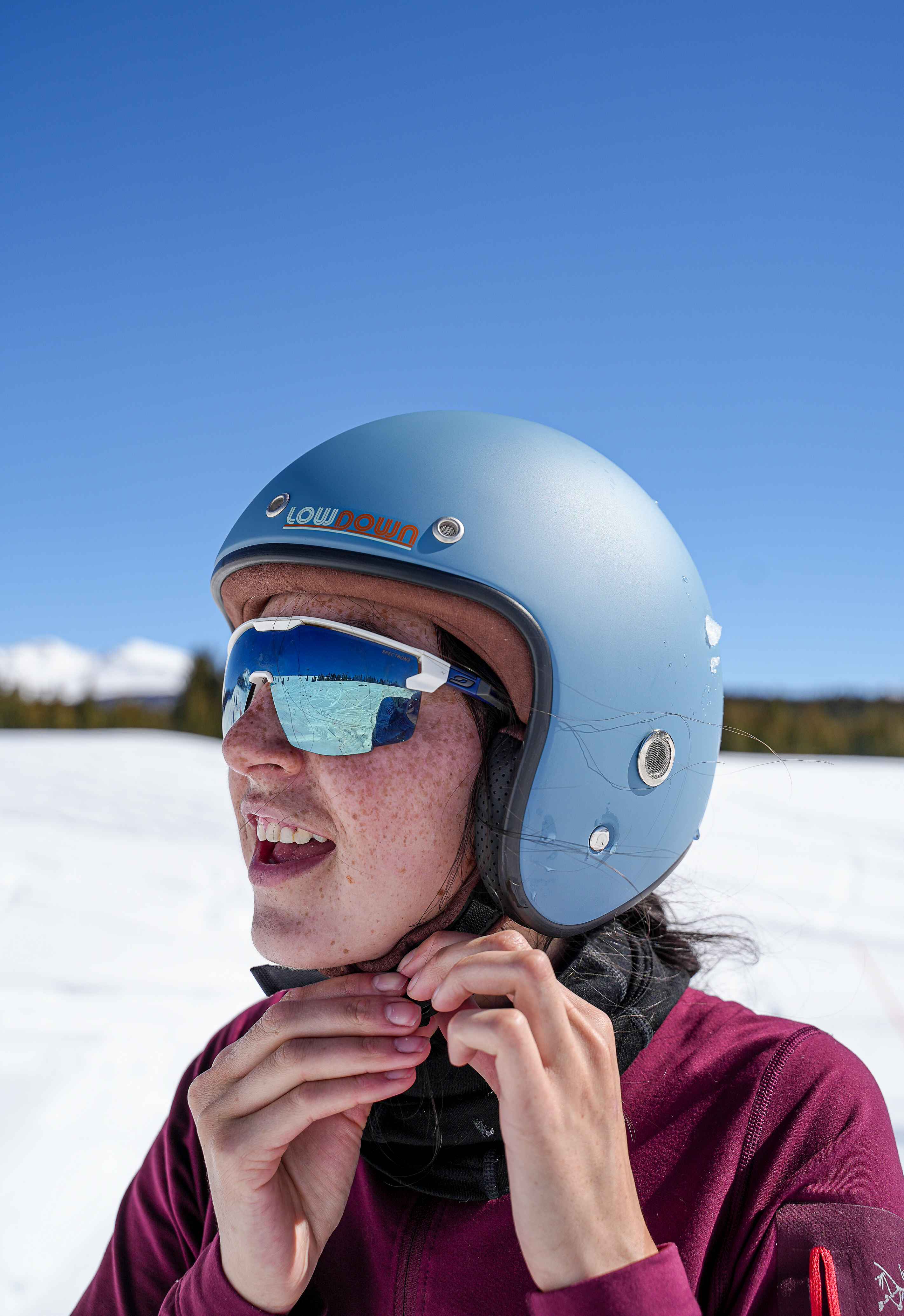 Lowdown Helmets — vertical helmet portrait from the brand shoot