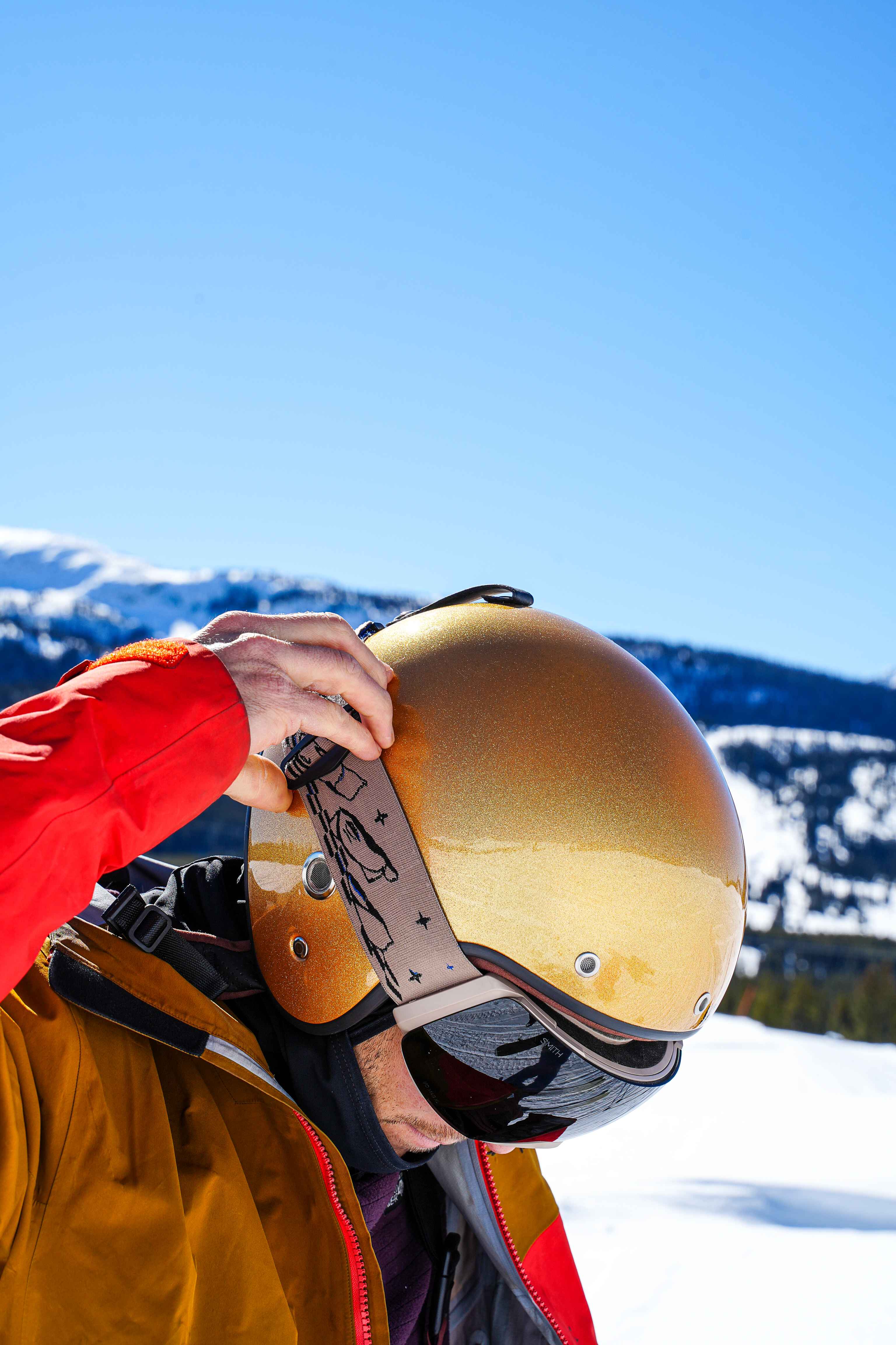 Lowdown Helmets — vertical hero frame from the on-mountain shoot