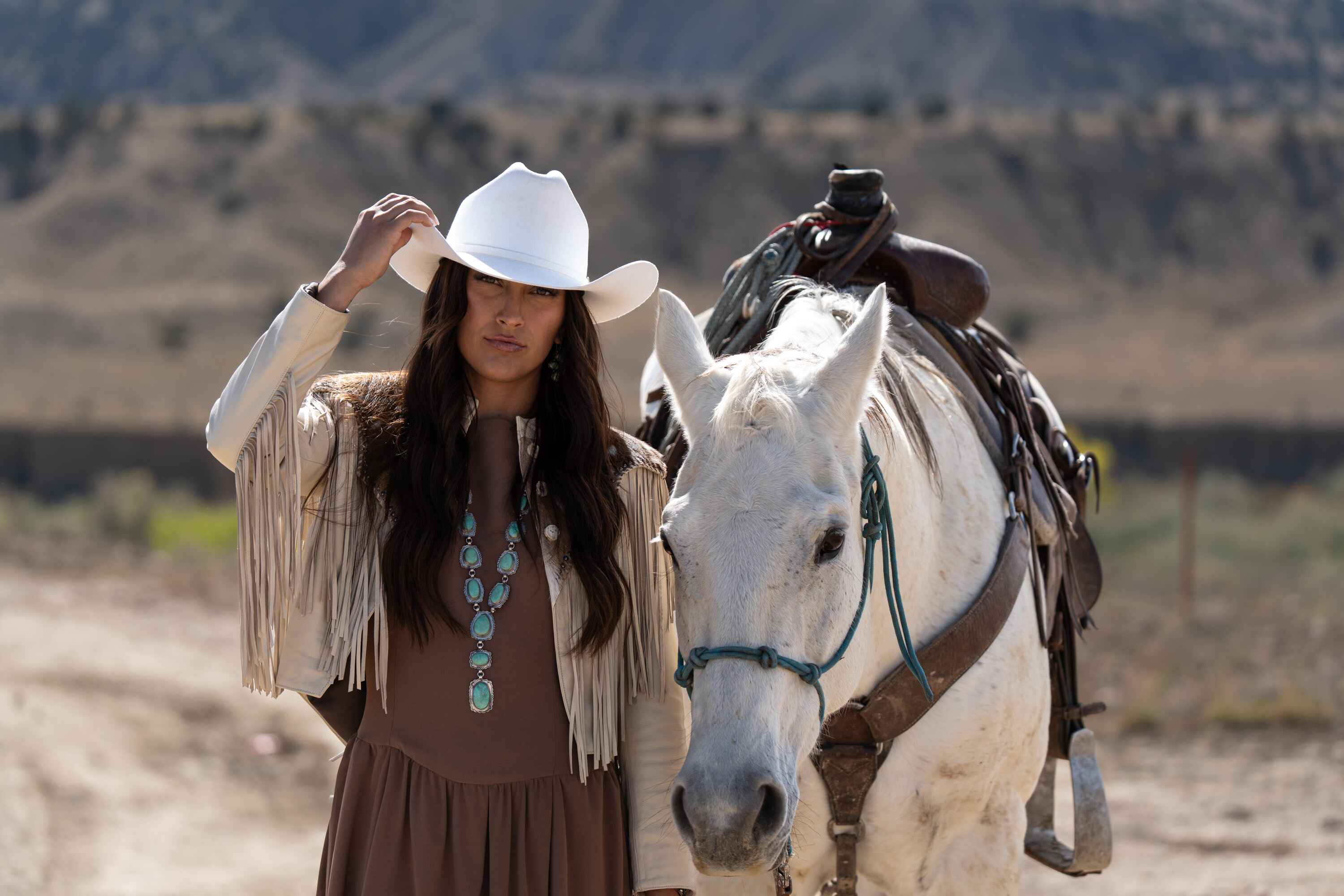 Pinto Ranch editorial — model styled in western look, captured on a Creative Flow Studio production day.