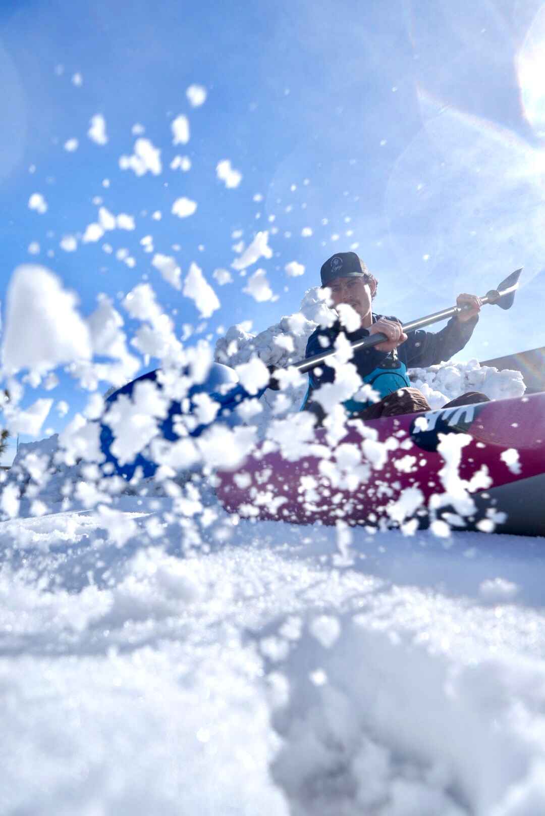 Paddling through cold water and spray on a Southwest trip — a Creative Flow Studio frame.