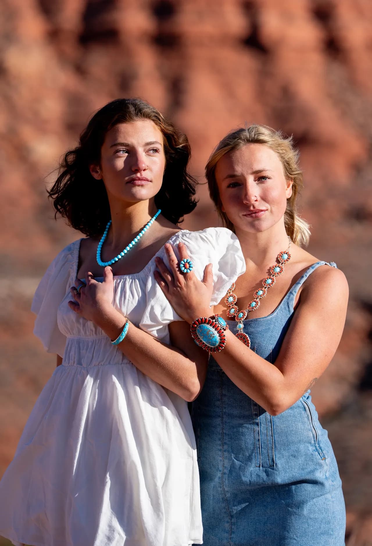 Feathers Galleria on the Plaza — desert editorial shoot for Santa Fe jewelry gallery