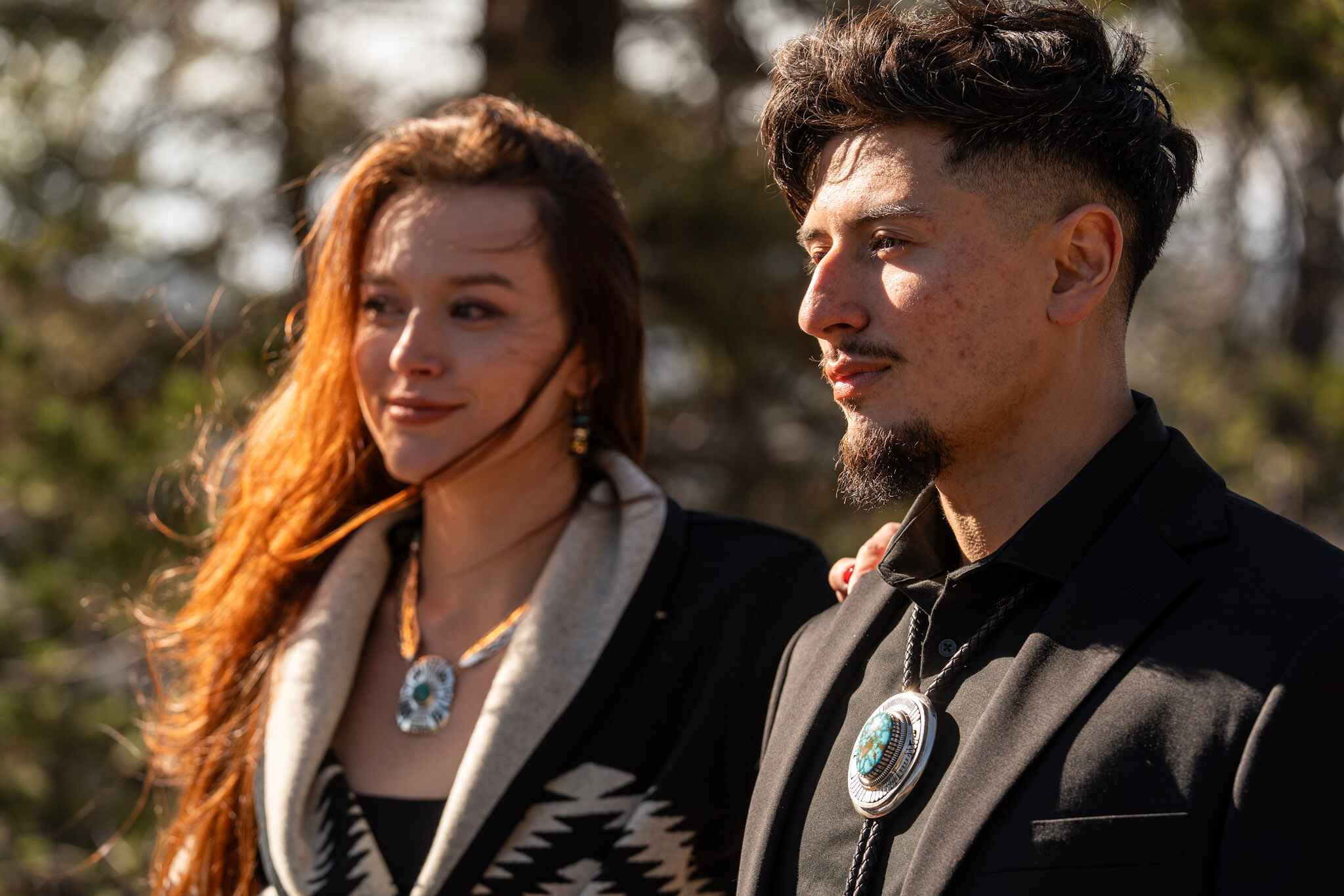 Reins Western Goods — editorial portrait of styled models on the proposal shoot