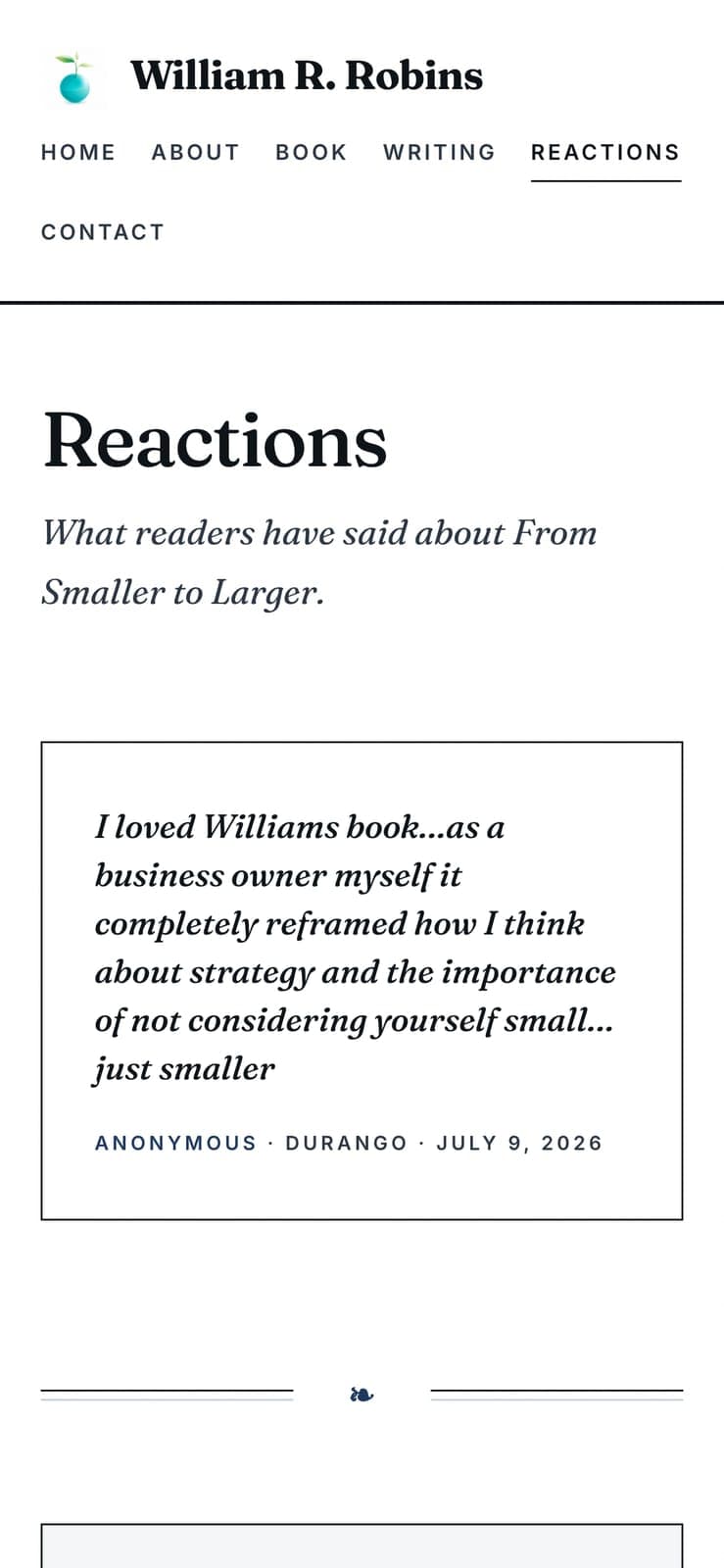 The Reactions page on a phone